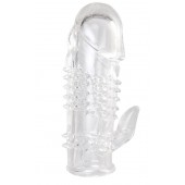 Прозрачная гелевая насадка с шипами и клиторальным отростком - 13 см. - Toyfa Basic - в Новокуйбышевске купить с доставкой