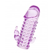 Закрытая фиолетовая насадка с 2 отростками - 13 см. - Toyfa Basic - в Новокуйбышевске купить с доставкой