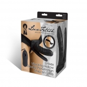 Полый страпон с двумя отростками и вибрацией Unisex Vibrating Hollow Strap-On Double Penetrating Dildo - 17,8 см. - Lux Fetish - купить с доставкой в Новокуйбышевске
