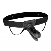 Полый страпон с двумя отростками и вибрацией Unisex Vibrating Hollow Strap-On Double Penetrating Dildo - 17,8 см. - Lux Fetish - купить с доставкой в Новокуйбышевске