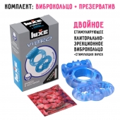 Голубое эрекционное виброкольцо Luxe VIBRO  Дьявол в доспехах  + презерватив - Luxe - в Новокуйбышевске купить с доставкой
