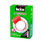 Розовое эрекционное виброкольцо Luxe VIBRO  Поцелуй стриптизёрши  + презерватив - Luxe - в Новокуйбышевске купить с доставкой