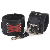 Кожаные наручники с декоративной лаковой шнуровкой - Sitabella - купить с доставкой в Новокуйбышевске