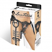 Черные трусики для страпона из патентованной кожи - Lux Fetish - купить с доставкой в Новокуйбышевске