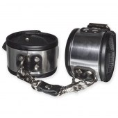 Эффектные серебристо-черные наручники с металлическим блеском - Sitabella - купить с доставкой в Новокуйбышевске