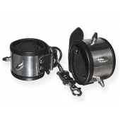 Серебристо-черные наручники с шипами и металлическим блеском - Sitabella - купить с доставкой в Новокуйбышевске