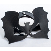 Черная кожаная маска на глаза  Летучая мышь - Sitabella - купить с доставкой в Новокуйбышевске