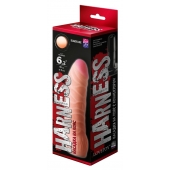 Телесная изогнутая насадка на Harness с коннектором BLACK LINE - 17 см. - LOVETOY (А-Полимер) - купить с доставкой в Новокуйбышевске