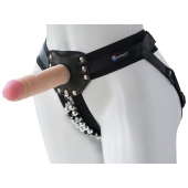 Черный пояс-трусики с насадкой  Гламур Dana  - 15,5 см. - LOVETOY (А-Полимер) - купить с доставкой в Новокуйбышевске