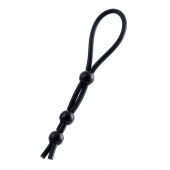 Черное лассо на пенис с тремя бусинами - A-toys - в Новокуйбышевске купить с доставкой