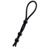 Черное лассо на пенис с тремя бусинами - A-toys - в Новокуйбышевске купить с доставкой