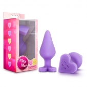 Фиолетовая анальная пробка Naughty Candy Heart Do Me Now - 8,9 см. - Blush Novelties - купить с доставкой в Новокуйбышевске