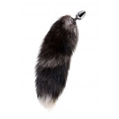 Серебристая металлическая анальная втулка с хвостом чернобурой лисы - размер S - ToyFa - купить с доставкой в Новокуйбышевске