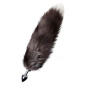 Серебристая металлическая анальная втулка с хвостом чернобурой лисы - размер S - ToyFa - купить с доставкой в Новокуйбышевске