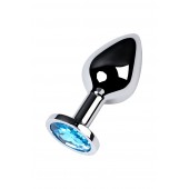 Серебристая конусовидная анальная пробка с голубым кристаллом - 8 см. - ToyFa - купить с доставкой в Новокуйбышевске