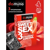 Презервативы для орального секса DOMINO Sweet Sex с ароматом клубничного коктейля  - 3 шт. - Domino - купить с доставкой в Новокуйбышевске