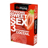 Презервативы для орального секса DOMINO Sweet Sex с ароматом клубничного коктейля  - 3 шт. - Domino - купить с доставкой в Новокуйбышевске