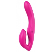 Ярко-розовый безремневой страпон REMOTE DOUBLE DIPPER - 22 см. - Dream Toys - купить с доставкой в Новокуйбышевске