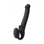 Черный безремневой страпон Silicone Bendable Strap-On M - Strap-on-me - купить с доставкой в Новокуйбышевске