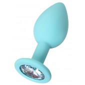 Мятная анальная пробка с прозрачным кристаллом Brilliant - 7 см. - ToyFa - купить с доставкой в Новокуйбышевске