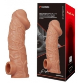 Телесная насадка на фаллос с отверстием для мошонки EXTREME SLEEVE - 17,6 см. - KOKOS - в Новокуйбышевске купить с доставкой