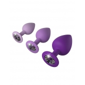 Набор из 3 фиолетовых анальных пробок со стразами Little Gems Trainer Set - Pipedream - купить с доставкой в Новокуйбышевске