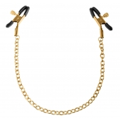 Чёрные с золотом зажимы на соски Gold Chain Nipple Clamps - Pipedream - купить с доставкой в Новокуйбышевске