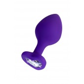 Фиолетовая анальная втулка Diamond Heart с прозрачным кристаллом - 8 см. - ToyFa - купить с доставкой в Новокуйбышевске