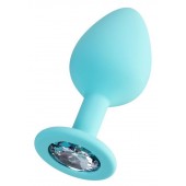 Мятная анальная втулка Brilliant с прозрачным кристаллом - 8 см. - ToyFa - купить с доставкой в Новокуйбышевске