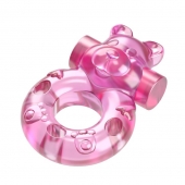 Розовое эрекционное виброкольцо на пенис Pink Bear - Baile - в Новокуйбышевске купить с доставкой