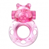 Розовое эрекционное виброкольцо на пенис Pink Bear - Baile - в Новокуйбышевске купить с доставкой