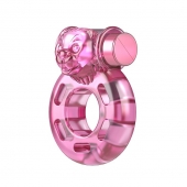 Розовое эрекционное кольцо с вибрацией Pink Bear - Baile - в Новокуйбышевске купить с доставкой