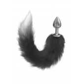 Серебристая анальная пробка с черным хвостом Starlit - Lola Games - купить с доставкой в Новокуйбышевске