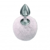 Серебристая анальная пробка с белым пушистым хвостиком Twinkle - Lola Games - купить с доставкой в Новокуйбышевске