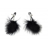 Зажимы на соски с черным пухом Euphoric - Lola Games - купить с доставкой в Новокуйбышевске