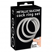Набор из 3 эрекционных колец под металл Metallic Silicone Cock Ring Set - Orion - в Новокуйбышевске купить с доставкой