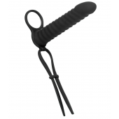 Черная вибронасадка для двойного проникновения Rori - 17 см. - Lola Games - купить с доставкой в Новокуйбышевске