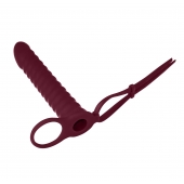 Бордовая вибронасадка для двойного проникновения Rori - 17 см. - Lola Games - купить с доставкой в Новокуйбышевске