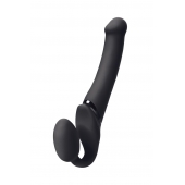 Черный безремневой вибрострапон Silicone Bendable Strap-On M - Strap-on-me - купить с доставкой в Новокуйбышевске