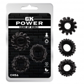 Набор из 3 черных эрекционных колец Gear Up Rings - Chisa - в Новокуйбышевске купить с доставкой