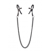 Черные зажимы на соски на цепочке BLAZE DELUXE NIPPLE CLAMPS - Dream Toys - купить с доставкой в Новокуйбышевске