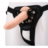 Телесный страпон на черных трусиках STRAP ON REAL DILDO - 20 см. - Dream Toys - купить с доставкой в Новокуйбышевске