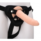 Телесный страпон на черных трусиках STRAP ON REAL DILDO - 20 см. - Dream Toys - купить с доставкой в Новокуйбышевске