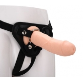 Черные трусики с телесной насадкой STRAP ON REAL DILDO - 21 см. - Dream Toys - купить с доставкой в Новокуйбышевске