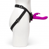 Лиловый страпон Rechargeable Vibrating Strap-On Harness Set - 17,6 см. - Happy Rabbit - купить с доставкой в Новокуйбышевске