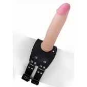 Черный узкий пояс на бедро с телесной насадкой - LOVETOY (А-Полимер) - купить с доставкой в Новокуйбышевске