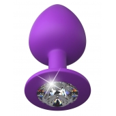 Фиолетовая анальная пробка со стразом Her Little Gem Large Plug - 9,5 см. - Pipedream - купить с доставкой в Новокуйбышевске