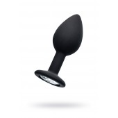 Черная анальная втулка с прозрачным стразом - 7,2 см. - POPO Pleasure - купить с доставкой в Новокуйбышевске