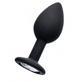 Черная анальная втулка с прозрачным стразом - 7,2 см. - POPO Pleasure - купить с доставкой в Новокуйбышевске