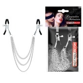 Оригинальные зажимы на соски с тройной цепочкой - Notabu - купить с доставкой в Новокуйбышевске